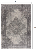 2? x 13? Gray Distressed Medallion Runner Rug