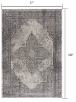 2? x 15? Gray Distressed Medallion Runner Rug