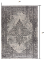 2? x 4? Gray Distressed Medallion Area Rug