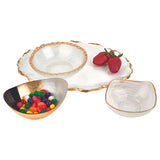 Gold Black and White Oval Glass Bowl