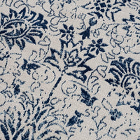 4? x 6? Navy Blue Distressed Floral Area Rug