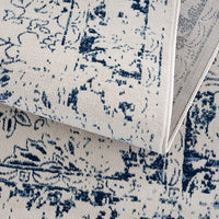 4? x 6? Navy Blue Distressed Floral Area Rug