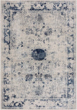 4? x 6? Navy Blue Distressed Floral Area Rug