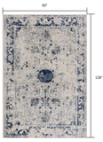 8? x 11? Navy Blue Distressed Floral Area Rug