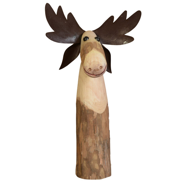 Jumbo Wood and Metal Moose Sculpture