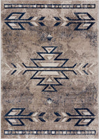 4? x 6? Beige and Blue Boho Chic Area Rug