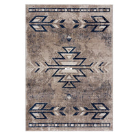 5? x 8? Beige and Blue Boho Chic Area Rug