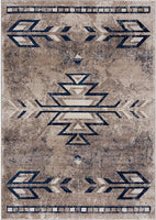 5? x 8? Beige and Blue Boho Chic Area Rug