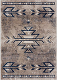 5? x 8? Beige and Blue Boho Chic Area Rug