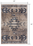 5? x 8? Beige and Blue Boho Chic Area Rug