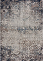 2? x 10? Navy and Beige Distressed Vines Runner Rug