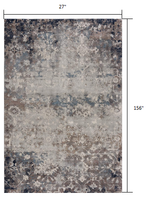 2? x 13? Navy and Beige Distressed Vines Runner Rug