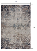 2? x 3? Navy and Beige Distressed Vines Scatter Rug