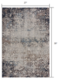 2? x 3? Navy and Beige Distressed Vines Scatter Rug