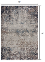 4? x 6? Navy and Beige Distressed Vines Area Rug