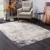 2? x 10? Navy Blue Distressed Striations Runner Rug