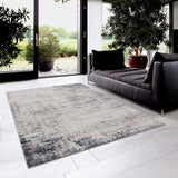 2? x 10? Navy Blue Distressed Striations Runner Rug