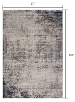 2? x 10? Navy Blue Distressed Striations Runner Rug