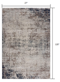 2? x 10? Navy Blue Distressed Striations Runner Rug