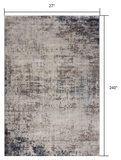 2? x 20? Navy Blue Distressed Striations Runner Rug