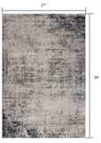 2? x 3? Navy Blue Distressed Striations Scatter Rug