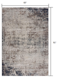 5? x 8? Navy Blue Distressed Striations Area Rug