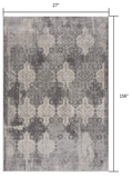 2? x 13? Gray Distressed Trellis Pattern Runner Rug