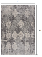 2? x 20? Gray Distressed Trellis Pattern Runner Rug