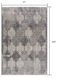 2? x 20? Gray Distressed Trellis Pattern Runner Rug