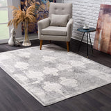 2? x 3? Gray Distressed Trellis Pattern Scatter Rug