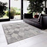 2? x 3? Gray Distressed Trellis Pattern Scatter Rug