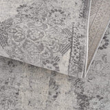 2? x 3? Gray Distressed Trellis Pattern Scatter Rug