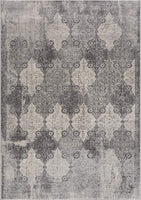 2? x 3? Gray Distressed Trellis Pattern Scatter Rug