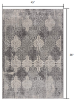 4? x 6? Gray Distressed Trellis Pattern Area Rug