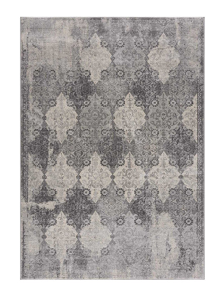 5? x 8? Gray Distressed Trellis Pattern Area Rug