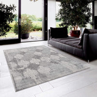 8? x 11? Gray Distressed Trellis Pattern Area Rug