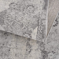 8? x 11? Gray Distressed Trellis Pattern Area Rug