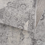 8? x 11? Gray Distressed Trellis Pattern Area Rug