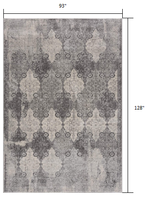 8? x 11? Gray Distressed Trellis Pattern Area Rug