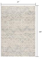 2? x 13? Ivory Distressed Ikat Pattern Runner Rug