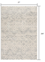 2? x 20? Ivory Distressed Ikat Pattern Runner Rug