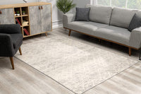 2? x 3? Ivory Distressed Ikat Pattern Scatter Rug