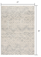 2? x 3? Ivory Distressed Ikat Pattern Scatter Rug