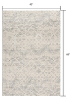 4? x 6? Ivory Distressed Ikat Pattern Area Rug