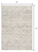 5? x 8? Ivory Distressed Ikat Pattern Area Rug