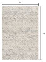 8? x 11? Ivory Distressed Ikat Pattern Area Rug