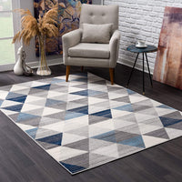 2? x 13? Navy Blue Geometric Diamond Runner Rug