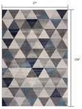 2? x 13? Navy Blue Geometric Diamond Runner Rug