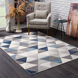 2? x 15? Navy Blue Geometric Diamond Runner Rug