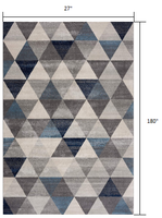 2? x 15? Navy Blue Geometric Diamond Runner Rug